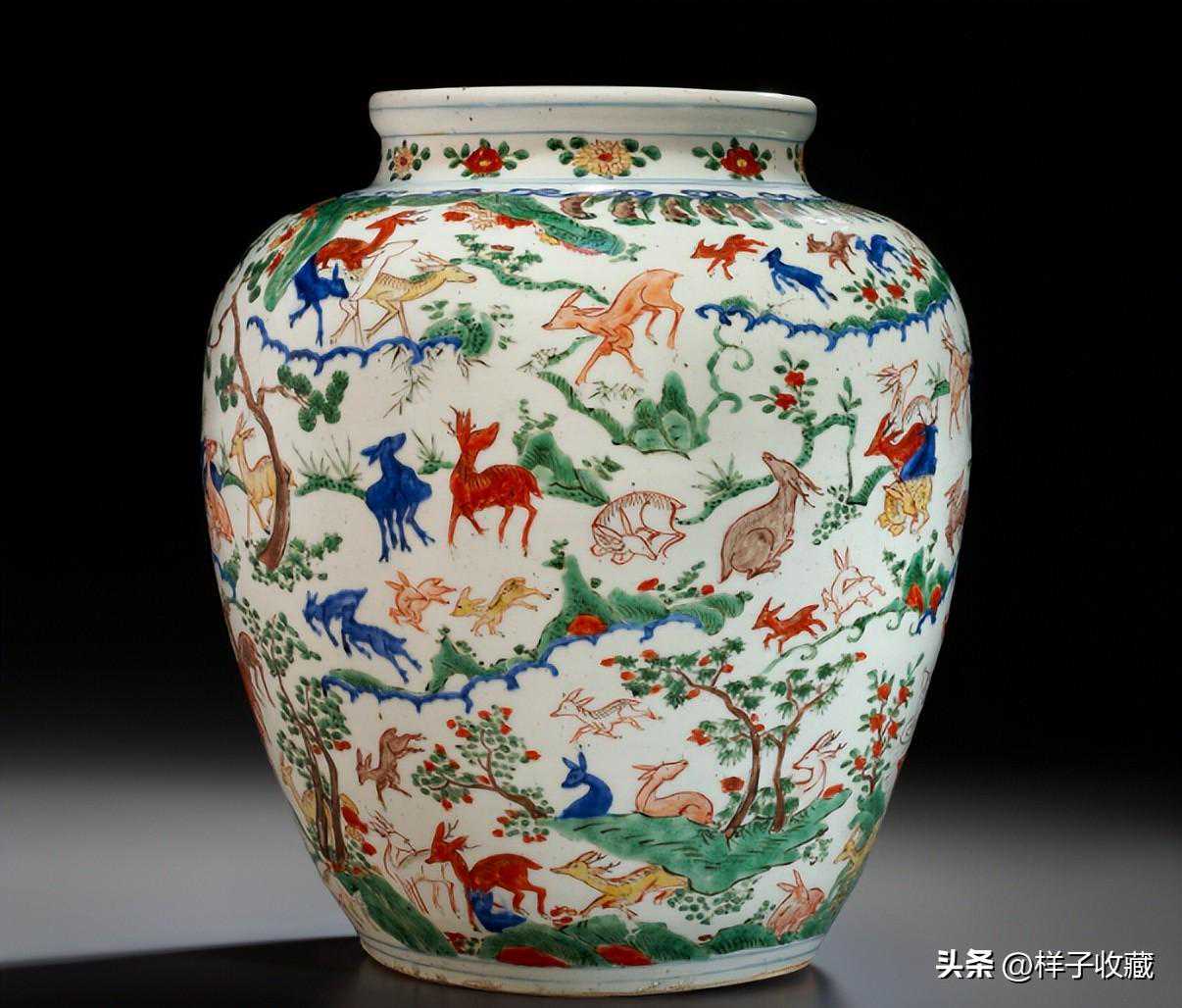 明万历青花五彩百鹿瓷器罐的寓意