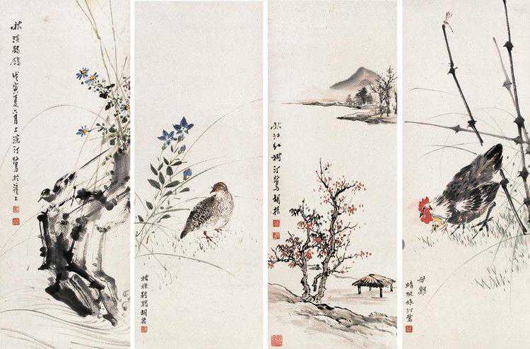 胡汀鹭花鸟作品欣赏