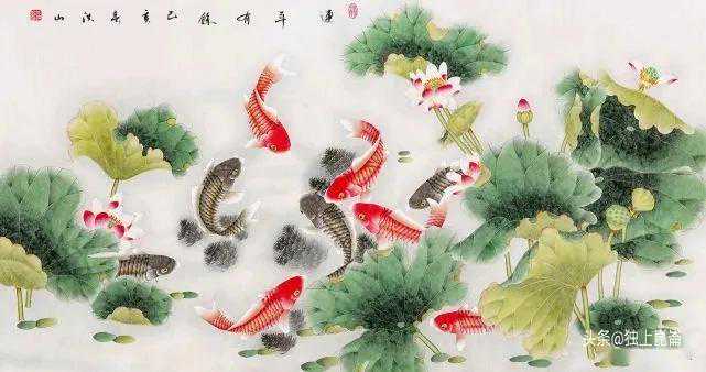（精美九鱼图）年年有鱼，富贵丰盛