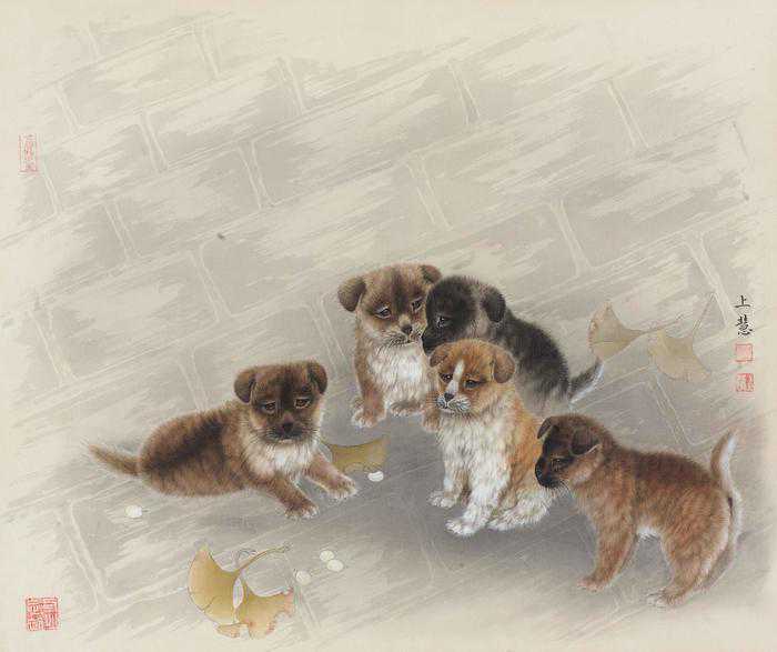 赵上慧工笔画花鸟动物画作品